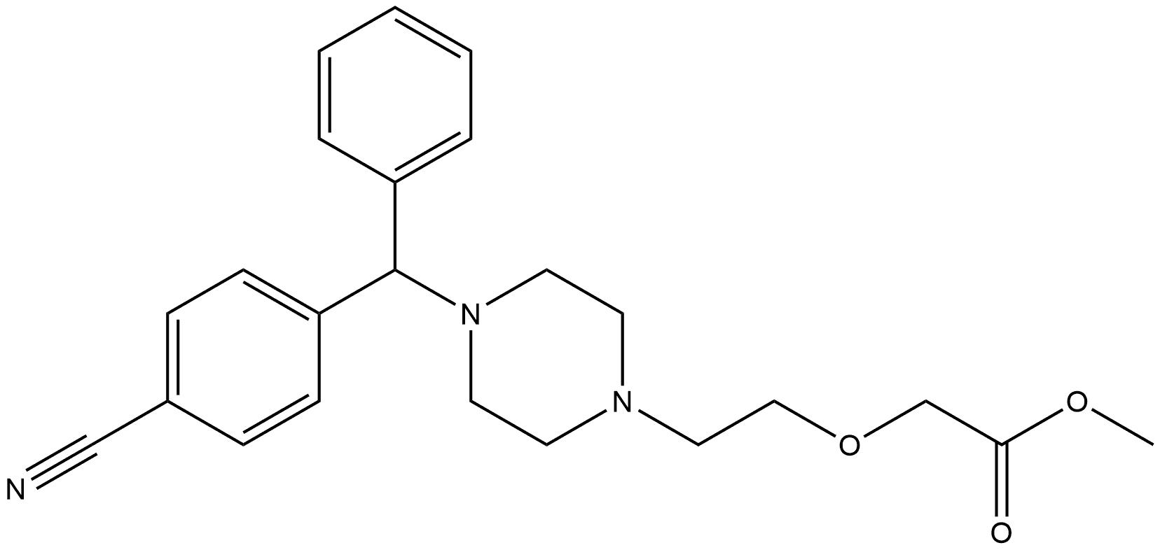 Methyl 2-[2-[4-[(4-cyanophenyl)phenylmethyl]-1-piperazinyl]ethoxy]acetate Structure