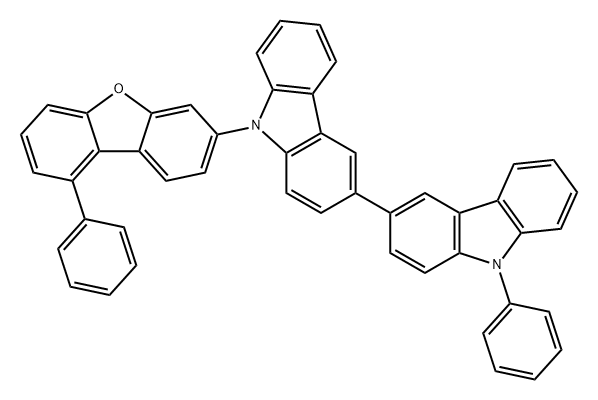 3,3'-Bi-9H-carbazole, 9-phenyl-9'-(9-phenyl-3-dibenzofuranyl)- Structure