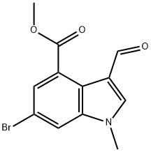 6-溴-3-甲酰基-1-甲基-1H-吲哚-4-羧酸甲酯 结构式