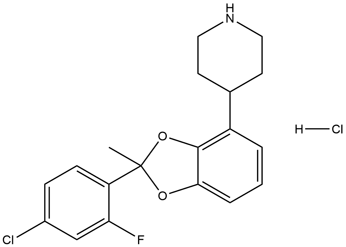 4-(2-(4-chloro-2-fluorophenyl)-2-methylbenzo
[d][1,3]dioxol-4-yl)piperidin-1-ium chloride Struktur