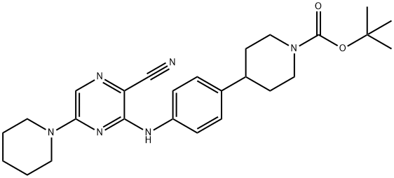 1,1-Dimethylethyl 4-[4-[[3-cyano-6-(1-piperidinyl)-2-pyrazinyl]amino]phenyl]-1-piperidinecarboxylate 结构式