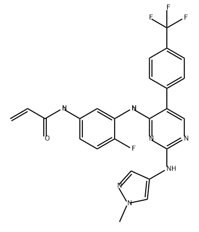2-Propenamide, N-[4-fluoro-3-[[2-[(1-methyl-1H-pyrazol-4-yl)amino]-5-[4-(trifluoromethyl)phenyl]-4-pyrimidinyl]amino]phenyl]- Struktur