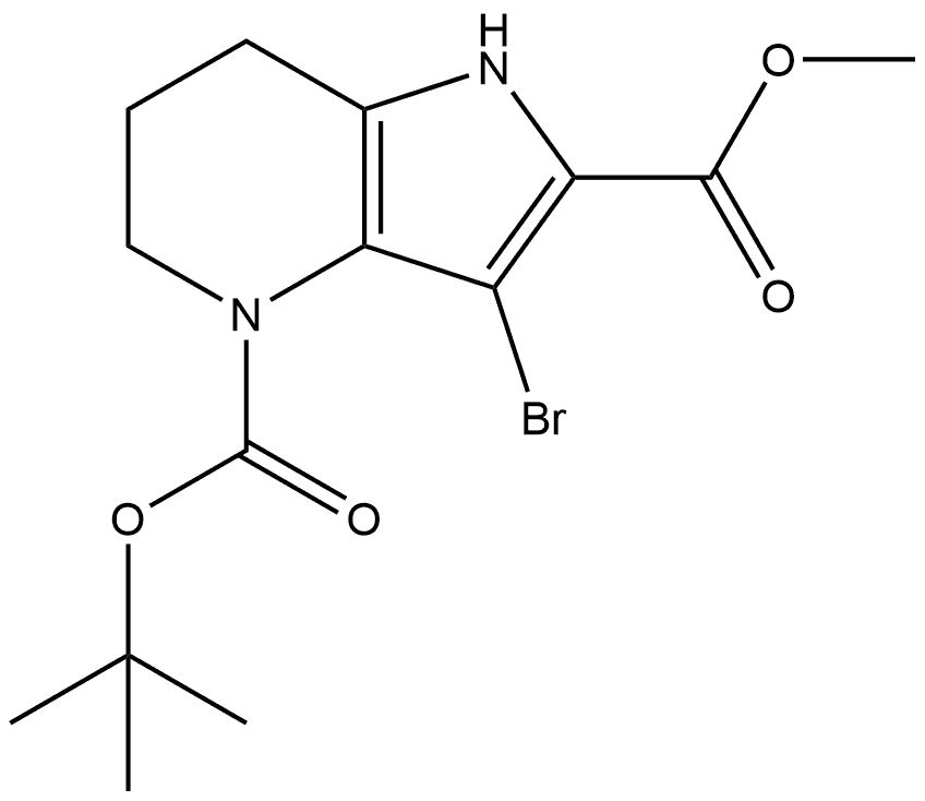 4-(tert-butyl) 2-methyl 3-bromo-1,5,6,7-tetrahydro-4H-pyrrolo[3,2-b]pyridine-2,4-dicarboxylate Structure
