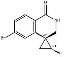 Spiro[cyclopropane-1,4'(1'H)-isoquinolin]-1'-one, 6'-bromo-2-fluoro-2',3'-dihydro-, (1R,2R)-rel- Struktur