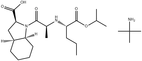 1H-Indole-2-carboxylic acid, octahydro-1-[(2S)-2-[[(1S)-1-[(1-methylethoxy)carbonyl]butyl]amino]-1-oxopropyl]-, (2S,3aS,7aS)-, compd. with 2-methyl-2-propanamine (1:1) Structure