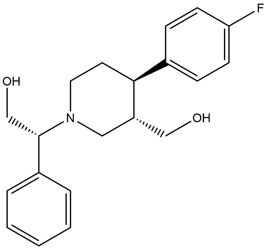 1-Piperidineethanol, 4-(4-fluorophenyl)-3-(hydroxymethyl)-β-phenyl-, (βR,3S,4R)- Structure