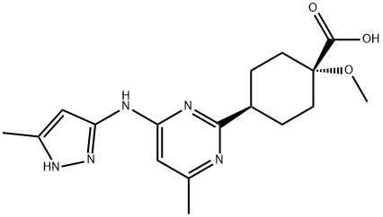 2778223-52-0 CIS CYCLOHEXANE CARBOXYLIC ACID, 1-METHOXY-4-[4-METHYL-6-[(5-METHYL-1H-PYRAZOL-3-YL)AMINO]-2-PYRIMID