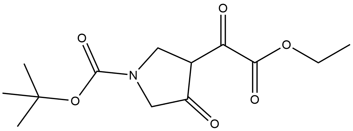 1-BOC-3-(2-乙氧基-2-羰基乙酰基)-4-吡咯烷酮 结构式