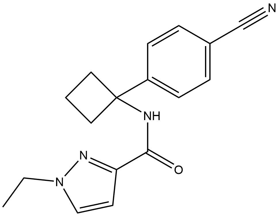 N-(1-(4-氰基苯基)环丁基)-1-乙基-1H-吡唑-3-甲酰胺 结构式
