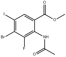 2-乙酰氨基-4-溴-3-氟-5-碘苯甲酸甲酯 结构式