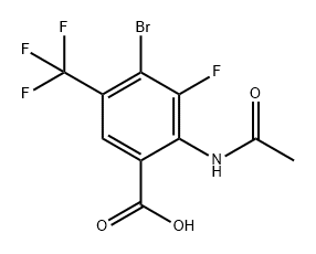 2-乙酰氨基-4-溴-3-氟-5-(三氟甲基)苯甲酸,2803279-91-4,结构式
