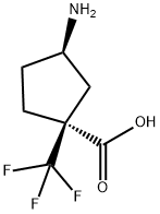 Cyclopentanecarboxylic acid, 3-amino-1-(trifluoromethyl)-, (1S,3R)- Structure