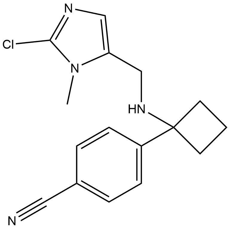 4-(1-(((2-氯-1-甲基-1H-咪唑-5-基)甲基)氨基)环丁基)苯腈, 2807789-41-7, 结构式