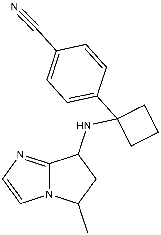 4-(1-((5-甲基-6,7-二氢-5H-吡咯并[1,2-A]咪唑-7-基)氨基)环丁基)苯腈, 2808608-56-0, 结构式