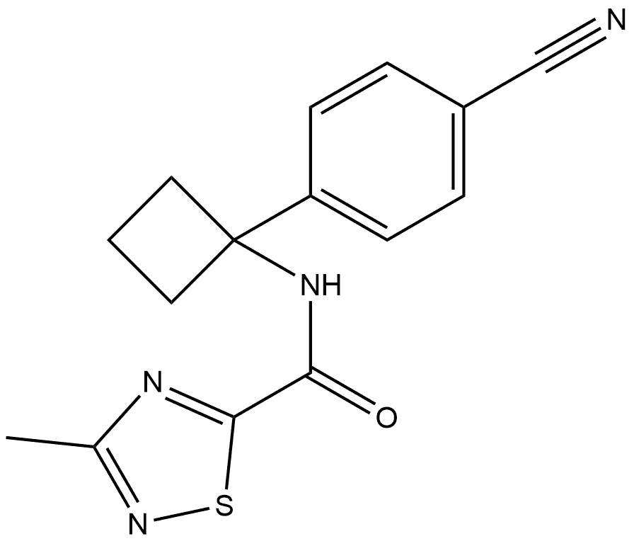 N-(1-(4-氰基苯基)环丁基)-3-甲基-1,2,4-噻二唑-5-甲酰胺 结构式