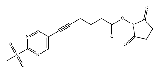 5-Hexynoic acid, 6-[2-(methylsulfonyl)-5-pyrimidinyl]-, 2,5-dioxo-1-pyrrolidinyl ester Struktur