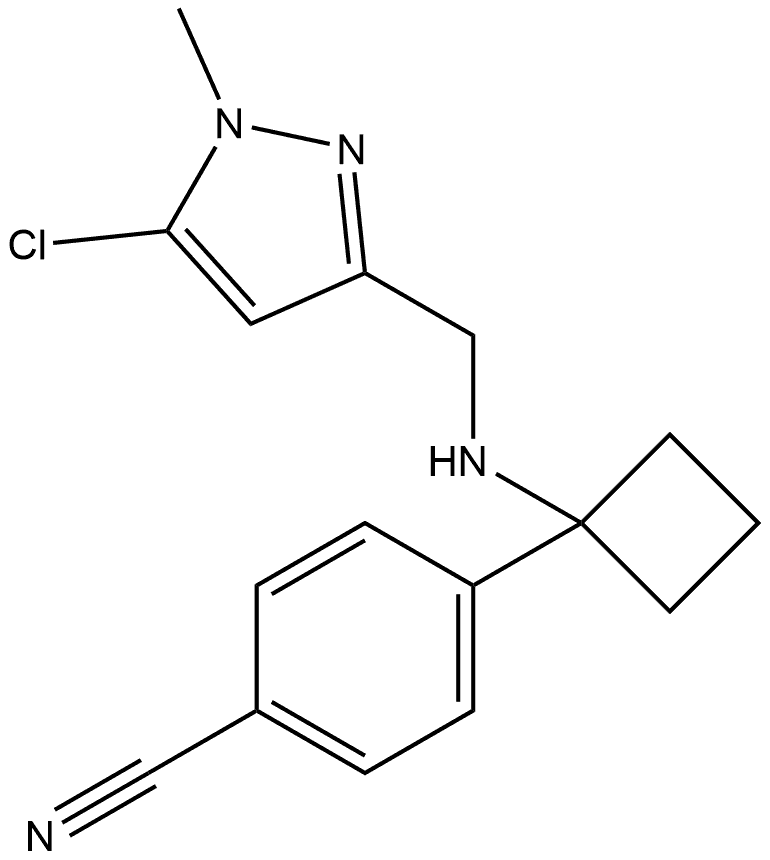4-(1-(((5-氯-1-甲基-1H-吡唑-3-基)甲基)氨基)环丁基)苯腈, 2813768-94-2, 结构式