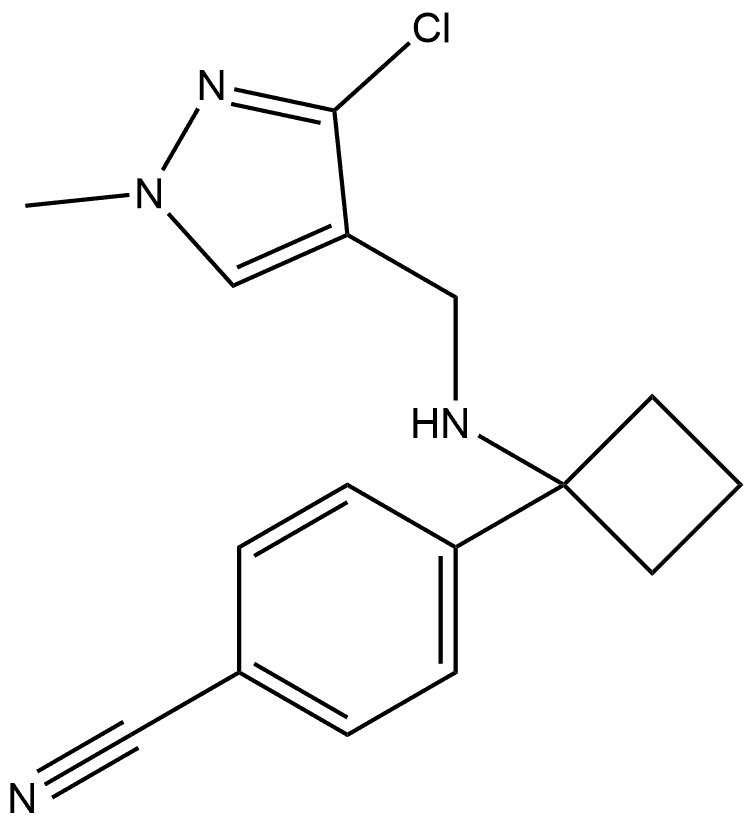 4-(1-(((3-氯-1-甲基-1H-吡唑-4-基)甲基)氨基)环丁基)苯腈, 2814859-98-6, 结构式