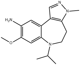 Pyrazolo[3,4-d][1]benzazepin-9-amine, 3,4,5,6-tetrahydro-8-methoxy-3-methyl-6-(1-methylethyl)- Struktur