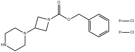 1-Azetidinecarboxylic acid, 3-(1-piperazinyl)-, phenylmethyl ester, hydrochloride (1:2) Struktur