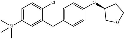 Furan, 3-[4-[[2-chloro-5-(trimethylsilyl)phenyl]methyl]phenoxy]tetrahydro-, (3S)- Structure