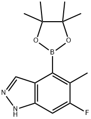 6-氟-5-甲基-4-(4,4,5,5-四甲基-1,3,2-二氧硼杂环戊烷-2-基)-1H-吲唑 结构式