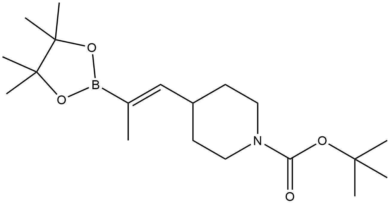 tert-butyl (Z)-4-(2-(4,4,5,5-tetramethyl-1,3,2-dioxaborolan-2-yl)prop-1-en-1-yl)piperidine-1-carboxylate Structure