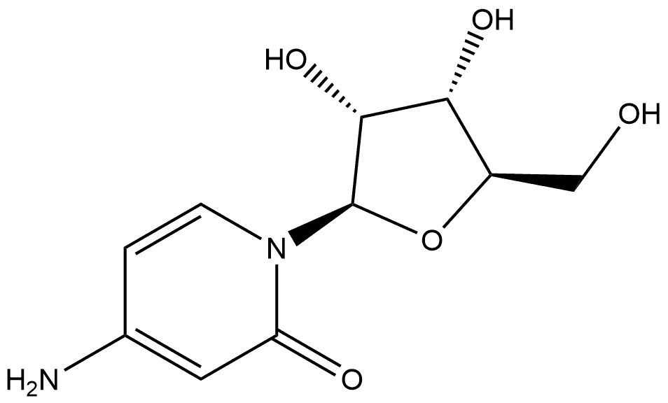 4-アミノ-1-(β-D-リボフラノシル)ピリジン-2(1H)-オン 化学構造式