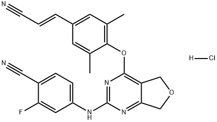 2834087-82-8 Benzonitrile, 4-[[4-[4-[(1E)-2-cyanoethenyl]-2,6-dimethylphenoxy]-5,7-dihydrofuro[3,4-d]pyrimidin-2-yl]amino]-2-fluoro-, hydrochloride (1:1)
