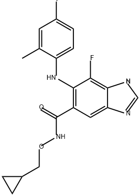 1H-Benzimidazole-5-carboxamide, N-(cyclopropylmethoxy)-7-fluoro-6-[(4-iodo-2-methylphenyl)amino]- Structure