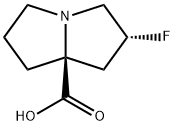 1H-Pyrrolizine-7a(5H)-carboxylic acid, 2-fluorotetrahydro-, (2R,7aS)- Struktur