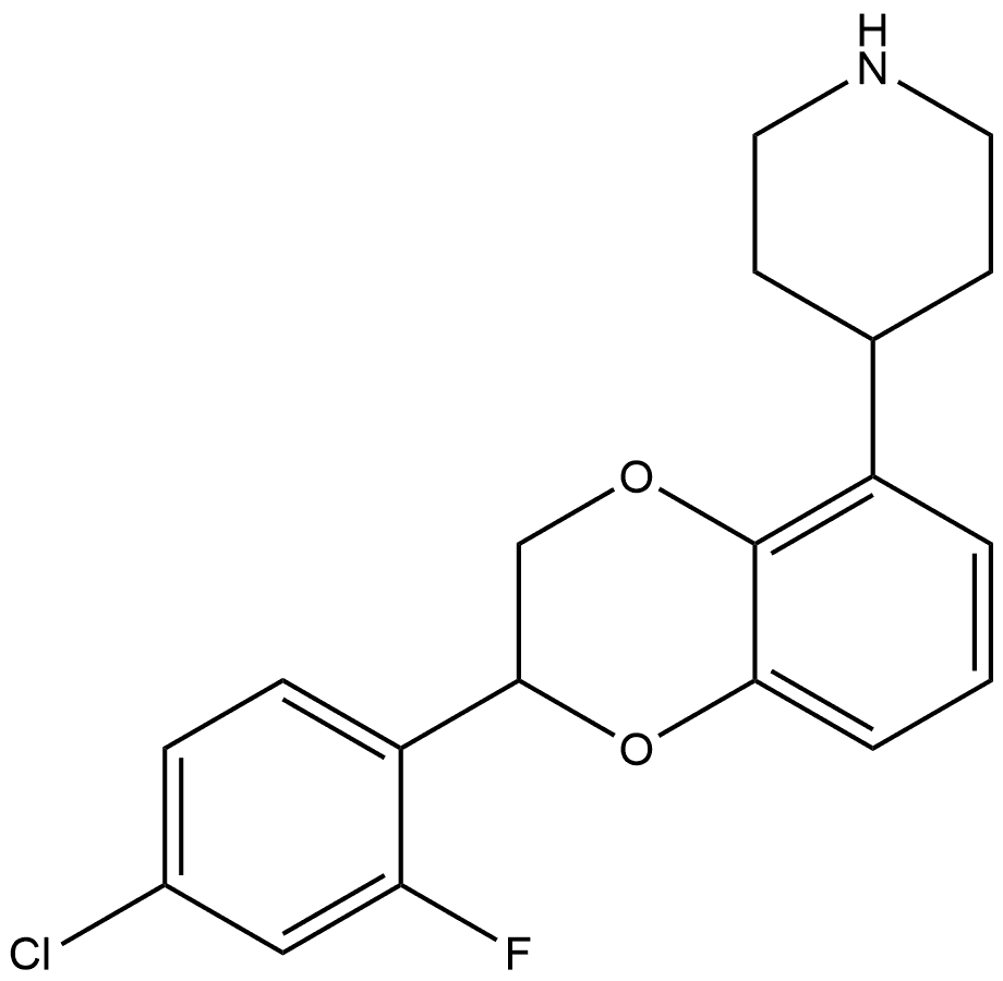 4-(2-(4-chloro-2-fluorophenyl)-2,3-dihydrobenzo
[b][1,4]dioxin-5-yl)piperidine Struktur