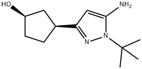 Cyclopentanol, 3-[5-amino-1-(1,1-dimethylethyl)-1H-pyrazol-3-yl]-, (1R,3S)- Structure