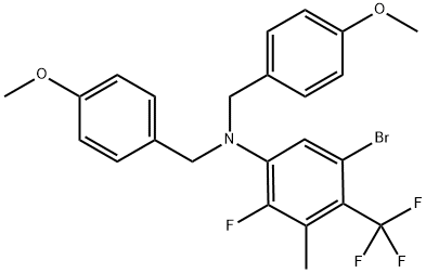 5-溴-2-氟-N,N-双(4-甲氧基苄基)-3-甲基-4-(三氟甲基)苯胺 结构式
