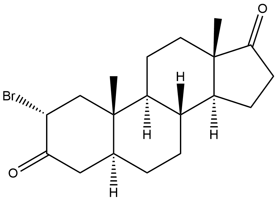 Androstane-3,17-dione, 2-bromo-, (2α,5α)- 化学構造式