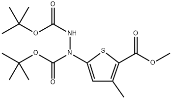 1-(5-(甲氧羰基)-4-甲基噻吩-2-基)肼-1,2-二羧酸二叔丁酯 结构式