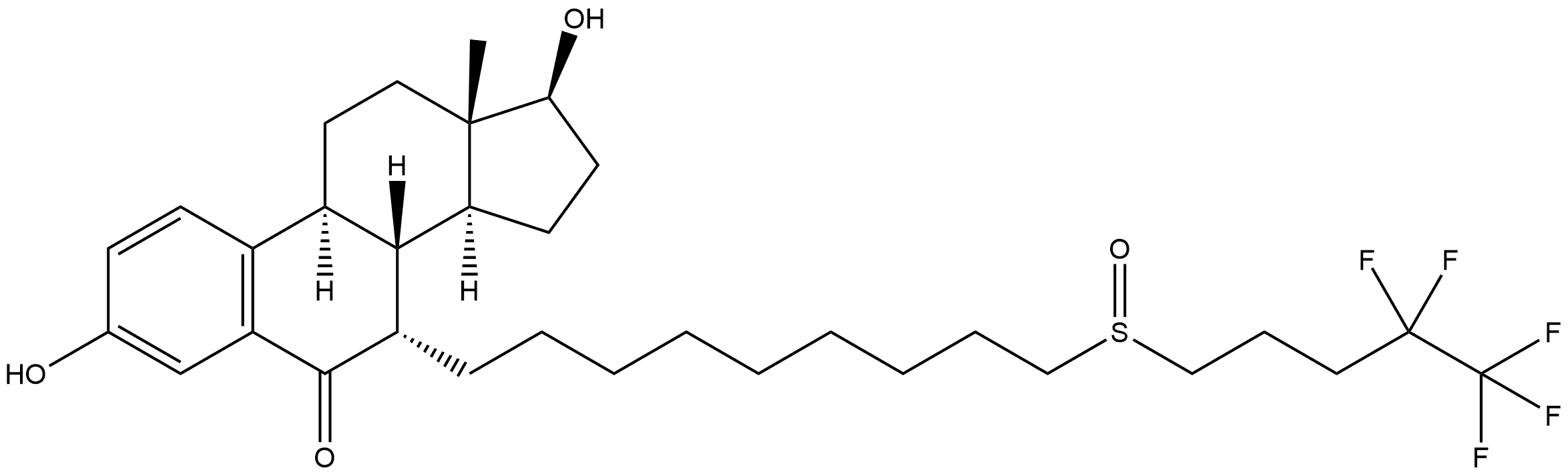 Estra-1,3,5(10)-trien-6-one, 3,17-dihydroxy-7-[9-[(4,4,5,5,5-pentafluoropentyl)sulfinyl]nonyl]-, (7α,17β)- Struktur