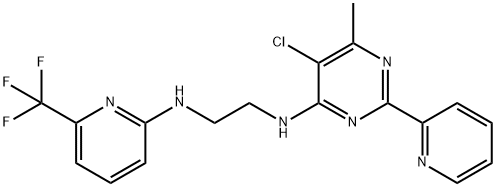 1,2-Ethanediamine, N1-[5-chloro-6-methyl-2-(2-pyridinyl)-4-pyrimidinyl]-N2-[6-(trifluoromethyl)-2-pyridinyl]- Structure