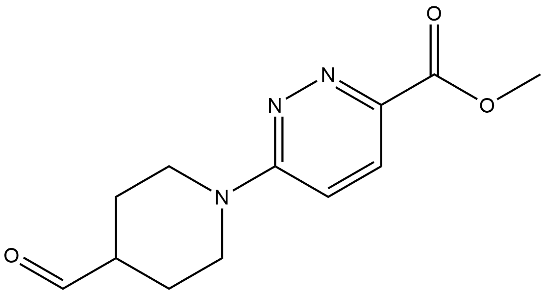 3-Pyridazinecarboxylic acid, 6-(4-formyl-1-piperidinyl)-, methyl ester Struktur