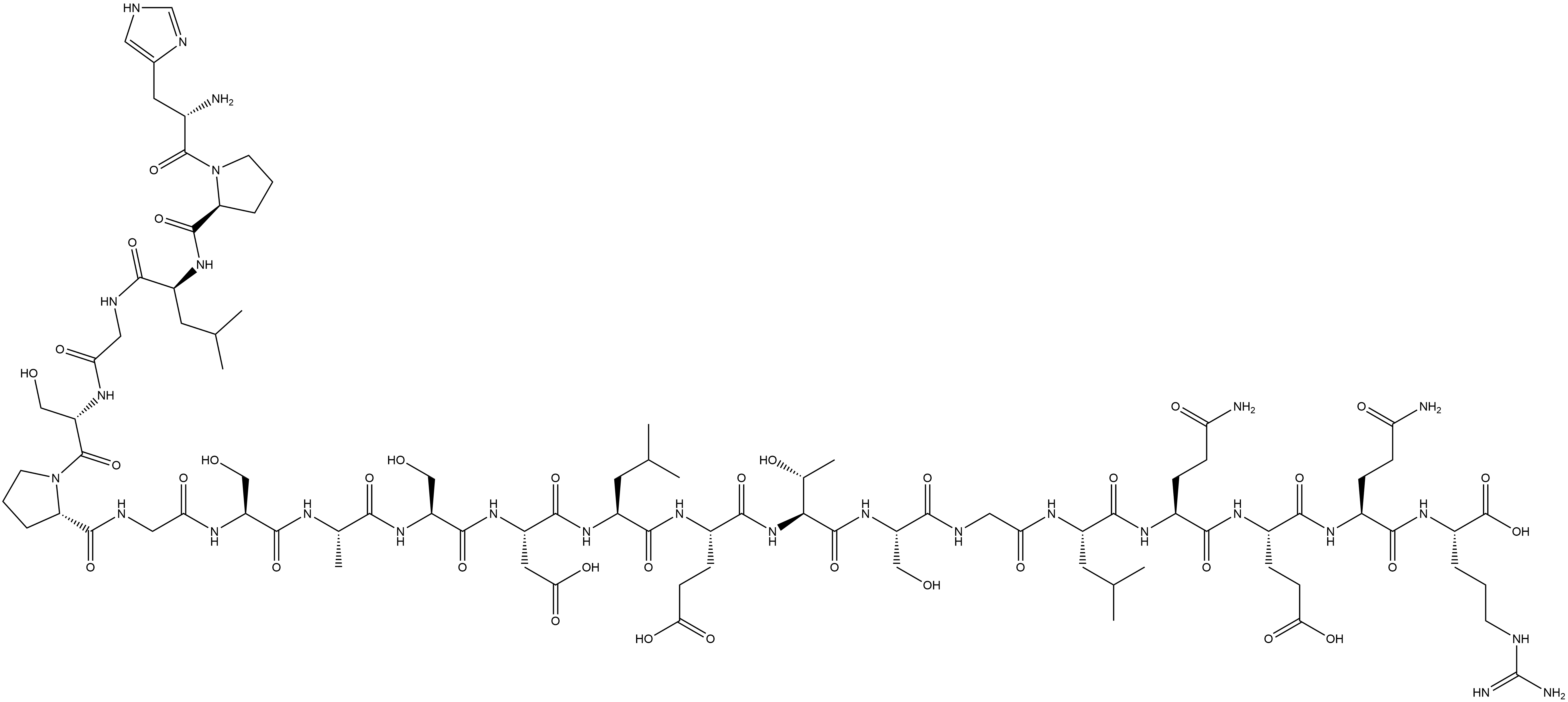 L-Arginine, L-histidyl-L-prolyl-L-leucylglycyl-L-seryl-L-prolylglycyl-L-seryl-L-alanyl-L-seryl-L-α-aspartyl-L-leucyl-L-α-glutamyl-L-threonyl-L-serylglycyl-L-leucyl-L-glutaminyl-L-α-glutamyl-L-glutaminyl- 结构式