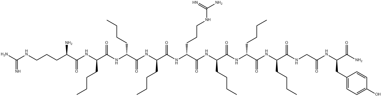 (2R)-2-[[(2R)-2-[[(2R)-2-[[(2R)-2-amino-5-(diaminomethylideneamino)pen tanoyl]amino]hexanoyl]amino]hexanoyl]amino]-N-[(1R)-1-[[(1R)-1-[[(1R)- 1-[[(1R)-1-[[(1R)-1-carbamoyl-2-(4-hydroxyphenyl)ethyl]carbamoylmethyl carbamoyl]pentyl]carbamoyl]pentyl]carbamoyl]pentyl]carbamoyl]-4-(diami nomethylideneamino)butyl]hexanamide Structure