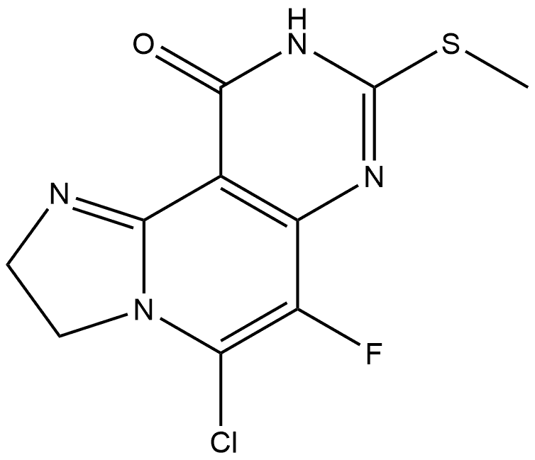 5-Chloro-6-fluoro-2,9-dihydro-8-(methylthio)imidazo[1′,2′:1,2]pyrido[4,3-d]pyrimidin-10(3H)-one Structure