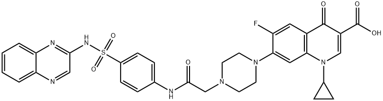 1-Cyclopropyl-6-fluoro-1,4-dihydro-4-oxo-7-[4-[2-oxo-2-[[4-[(2-quinoxalinylamino)sulfonyl]phenyl]amino]ethyl]-1-piperazinyl]-3-quinolinecarboxylic acid,2883403-36-7,结构式
