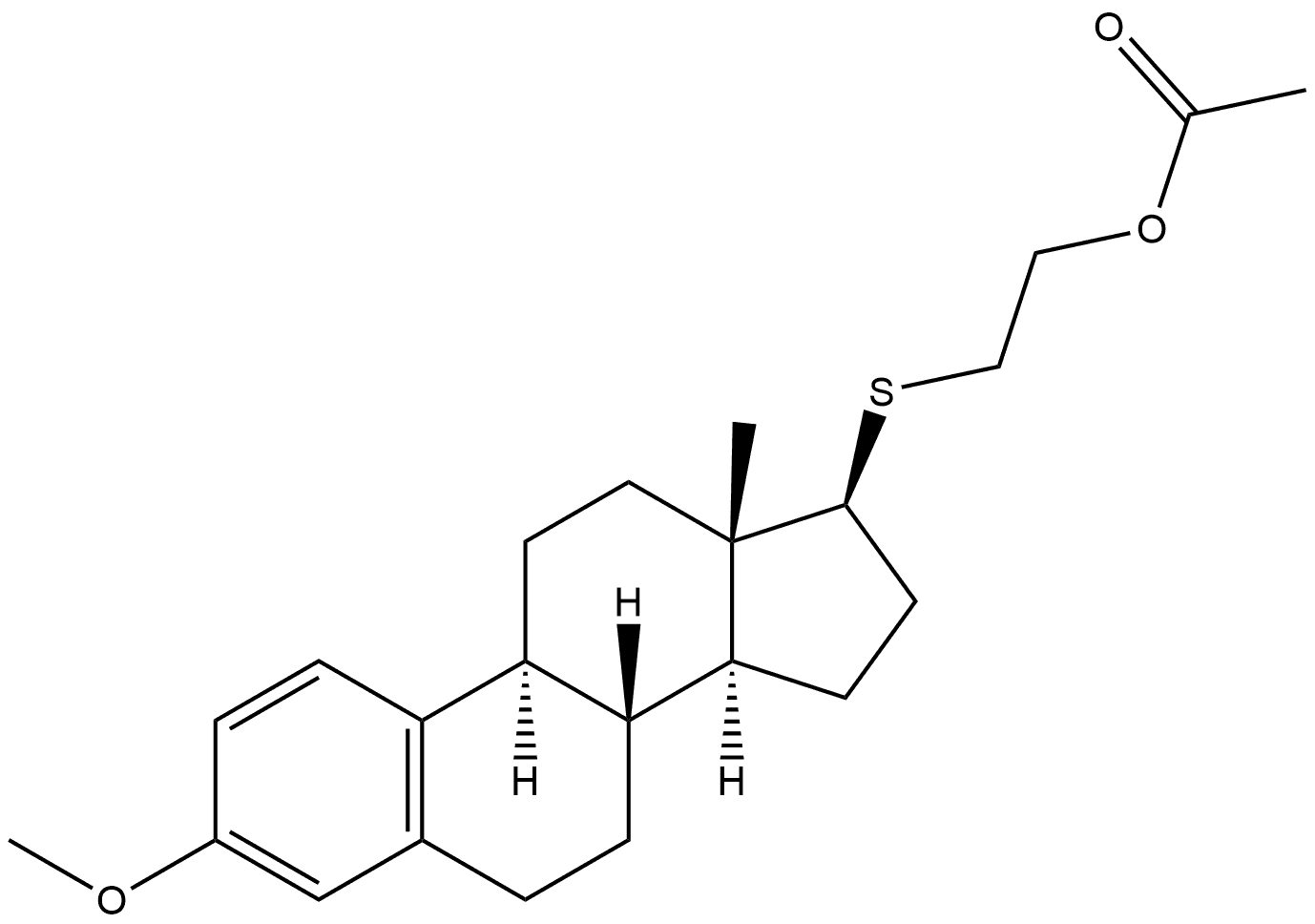 Ethanol, 2-[(3-methoxyestra-1,3,5(10)-trien-17β-yl)thio]-, acetate (7CI,8CI) Struktur