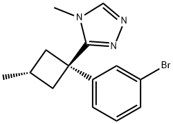 4H-1,2,4-Triazole, 3-[cis-1-(3-bromophenyl)-3-methylcyclobutyl]-4-methyl- 结构式