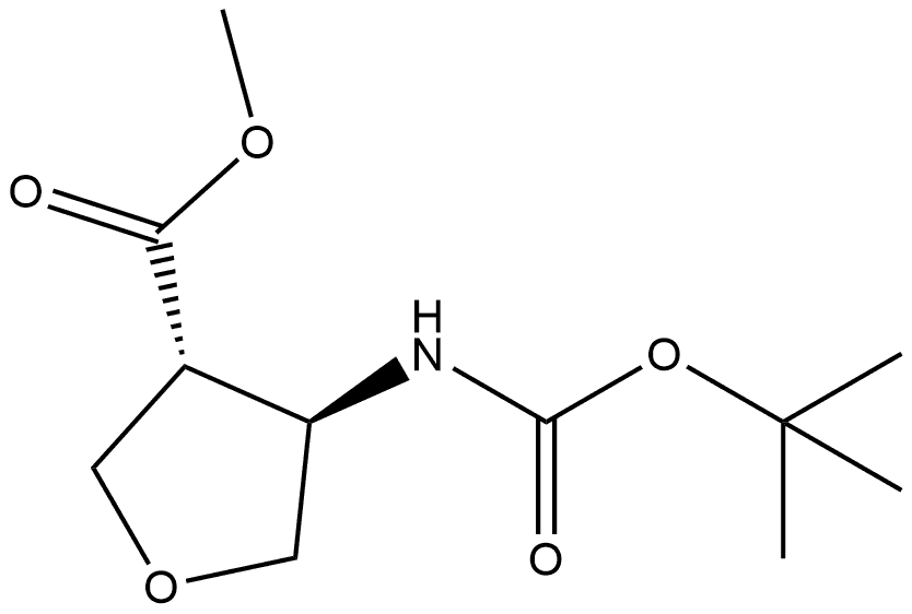 (3R,4R)-trans-4-tert-Butoxycarbonylamino-tetrahydro-furan-3-carboxylic acid methyl ester,2891580-11-1,结构式