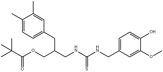 Propanoic acid, 2,2-dimethyl-, 3-(3,4-dimethylphenyl)-2-[[[[[(4-hydroxy-3-methoxyphenyl)methyl]amino]thioxomethyl]amino]methyl]propyl ester|化合物 T24237
