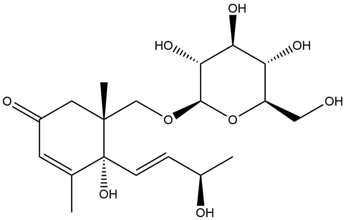 (1R,6R,9R)-6,9,11-Trihydroxy-4,7-
megastigmadien-3-one 11-O-glucoside Structure
