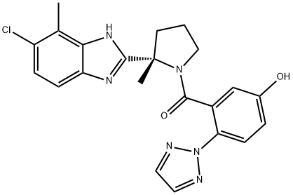 Methanone, [(2S)-2-(6-chloro-7-methyl-1H-benzimidazol-2-yl)-2-methyl-1-pyrrolidinyl][5-hydroxy-2-(2H-1,2,3-triazol-2-yl)phenyl]- Structure