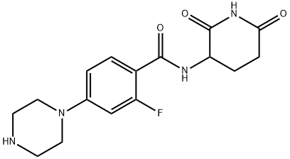 Benzamide, N-(2,6-dioxo-3-piperidinyl)-2-fluoro-4-(1-piperazinyl)- Struktur